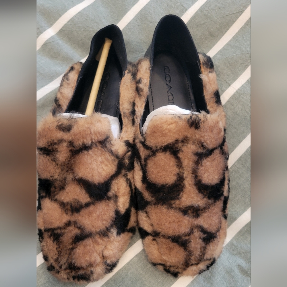 Coach Fuzzy Sheep Fur Slide Ons
